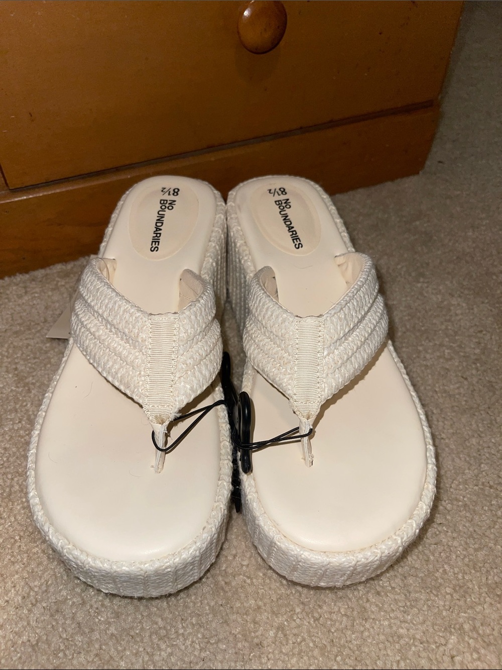 No Boundaries Cream Woven Platform Thong Sandals